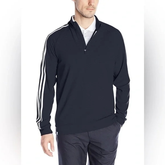 Men’s Adidas Golf 3-Stripes 1/4 ZIP Layering Top, Color Black, Size XL - Picture 1 of 7